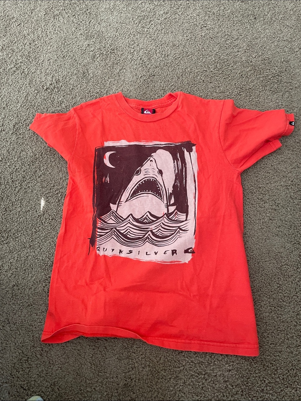 Quiksilver Kids Orange Short Sleeve Shark Graphic Tee